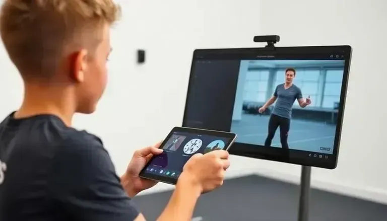 Athlete using IMG Academy digital training platform on tablet