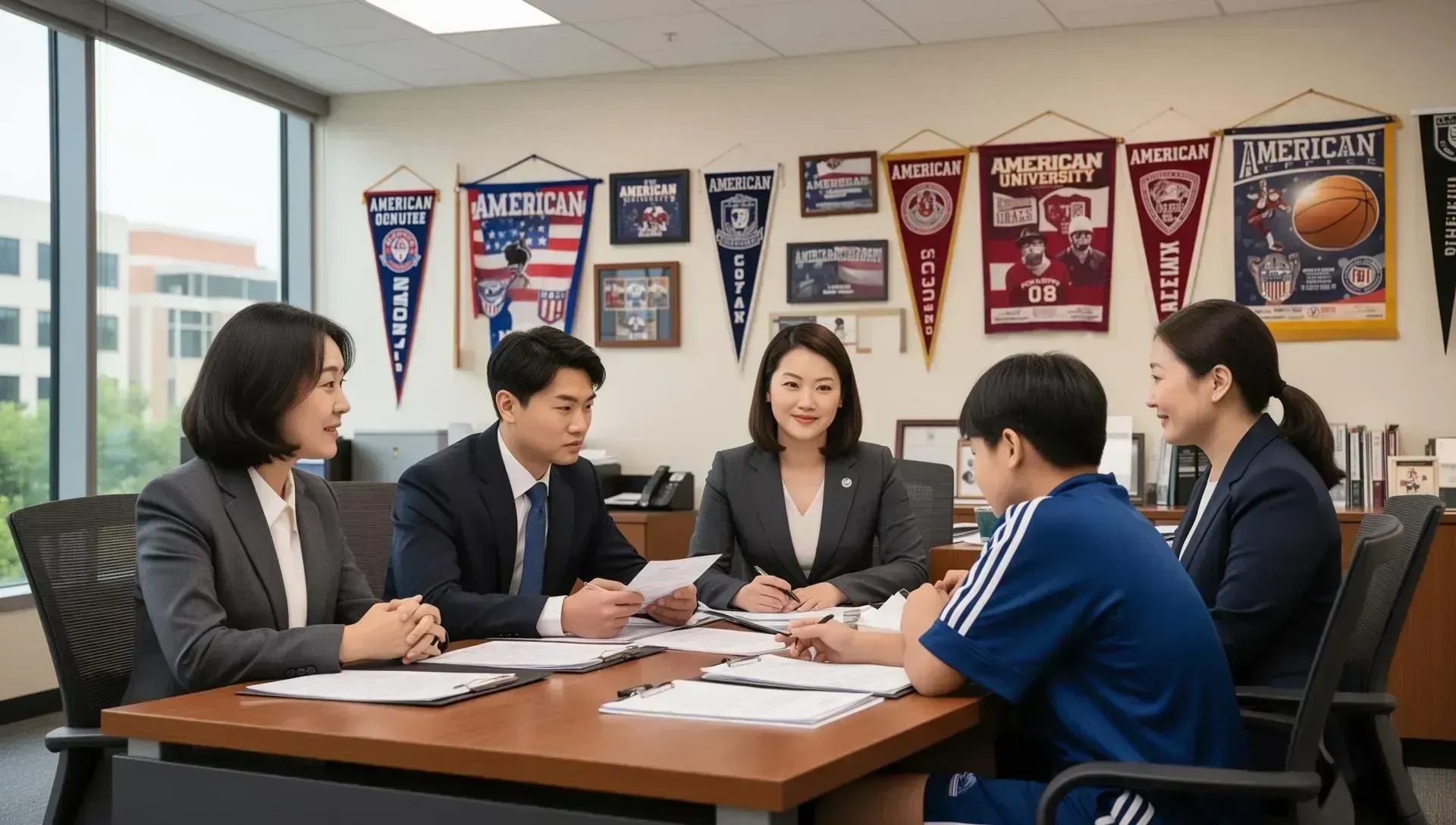 Korean family consulting with IMG Academy admissions counselor