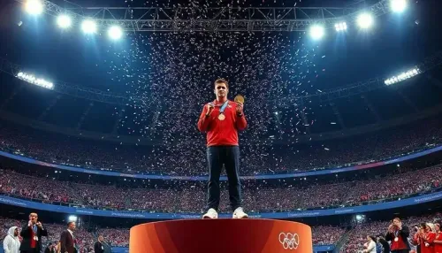 Olympic medal ceremony celebrating athletic achievement