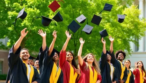 Student athletes celebrating graduation
